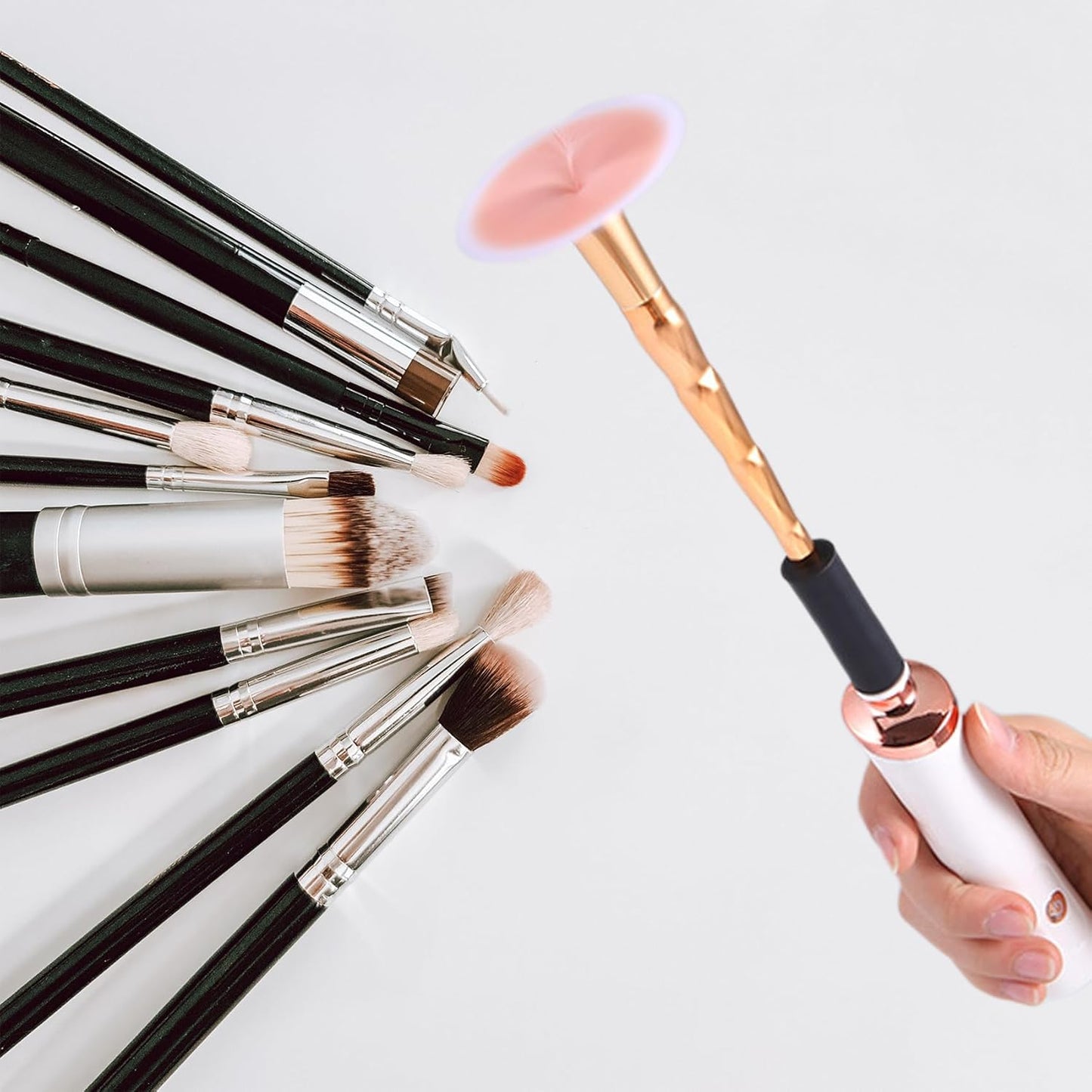 Electric Makeup Brush Cleaner, Multi-Functional Makeup Brush Cleaner Machine with 8 Brush Collars, Automatic Spinner with Cleaning Bowl, Professional Makeup Brush Tools