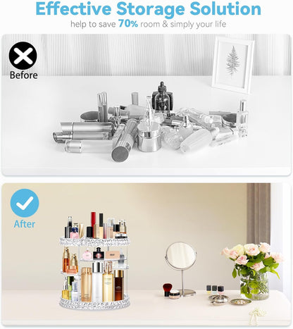 Rotating Makeup Organizer, Modern Minimalist, Clear, 360° Spinning, 6 Adjustable Layers, Large Capacity, Vanity Organizer